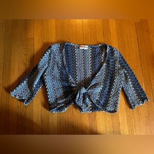 Vtg 90s A. Aubrey Boho Twist Open Crop Top, Size Medium